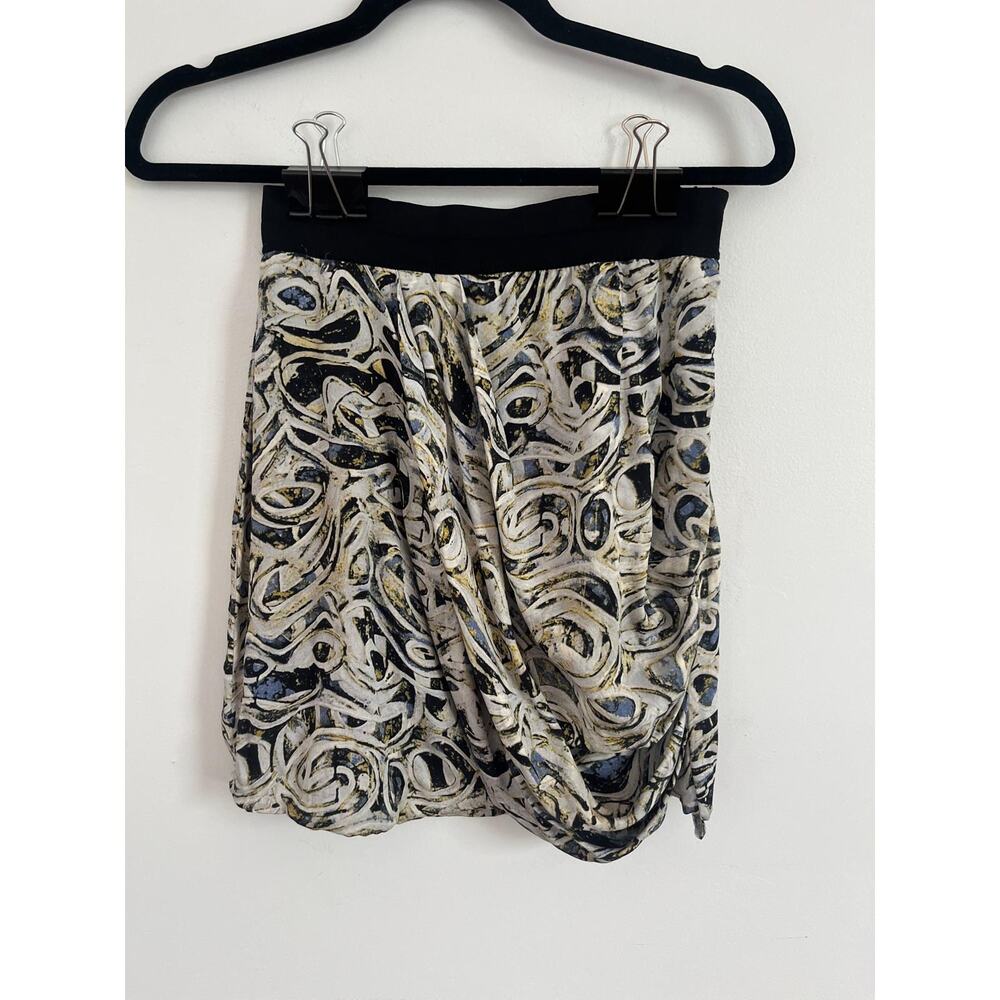 Catherine Malandrino Mini Skirt Womens 2 Draped Abstract‎ Print High Waist